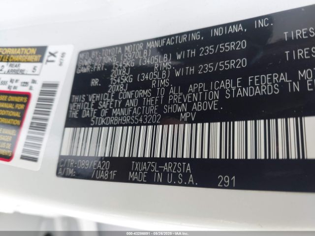 2024 TOYOTA HIGHLANDER 5TDKDRBH9RS543202 Photo 8