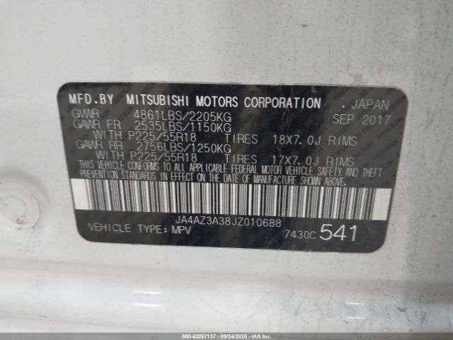 2018 MITSUBISHI OUTLANDER JA4AZ3A38JZ010688 Photo 8