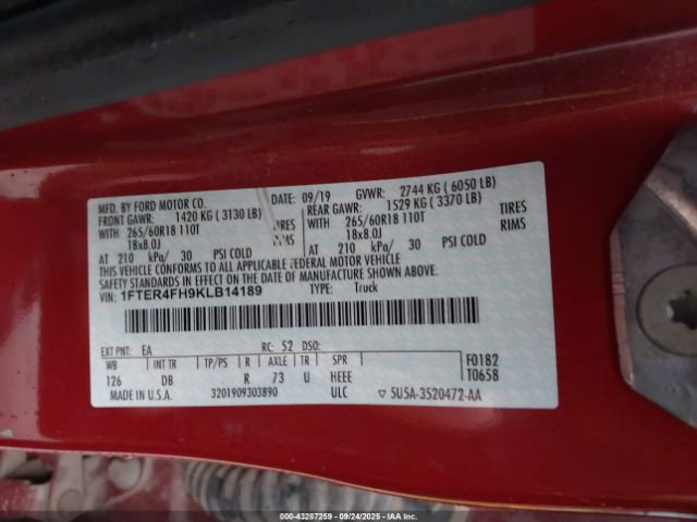 2019 FORD RANGER 1FTER4FH9KLB14189 Photo 8