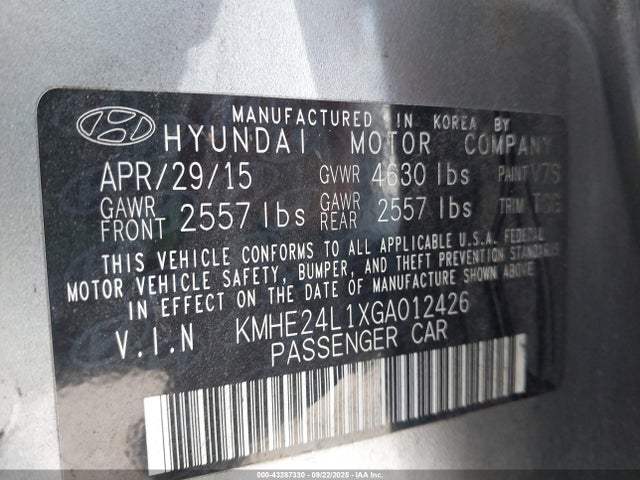 Hyundai dohc gdi nu 2016 KMHE24L1XGA012426 Image 9
