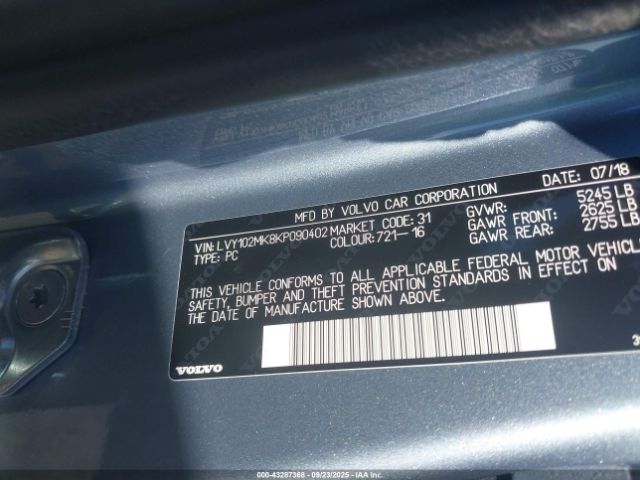 2019 VOLVO S90 LVY102MK8KP090402 Photo 8