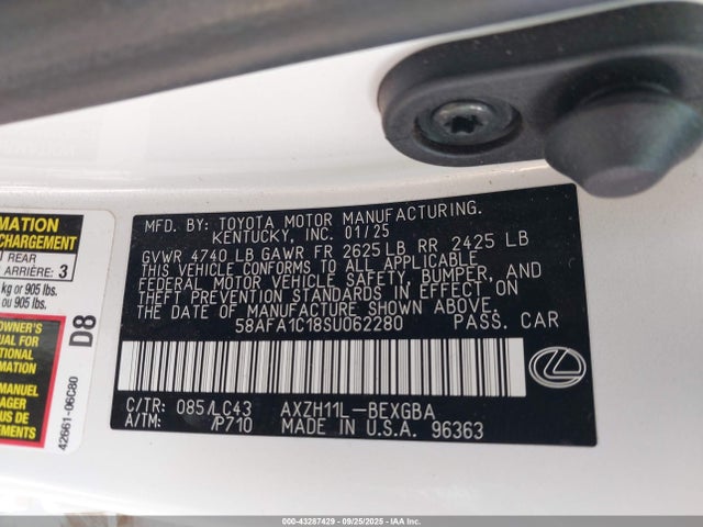 Lexus a25a-fxs 2025 58AFA1C18SU062280 Image 9