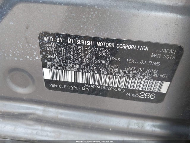 JA4AD2A38JZ055865 Mitsubishi mivec