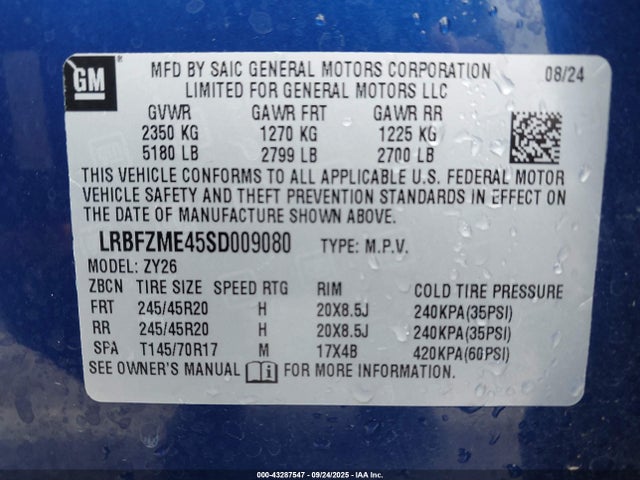 Продаж на аукціоні авто 2025 Buick Envision Avenir Awd, vin: LRBFZME45SD009080, номер лоту: 43287547