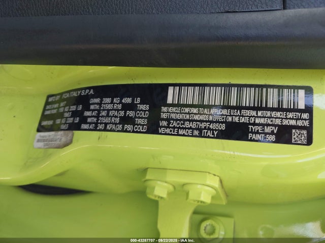 ZACCJBAB7HPF48508 Jeep Renegade
