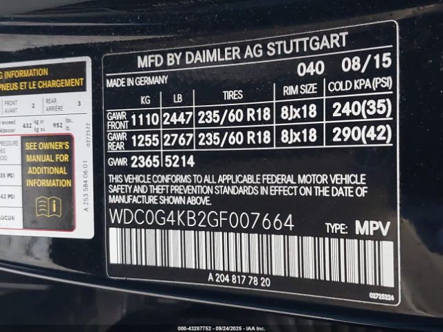 2016 MERCEDES-BENZ GLC 300 WDC0G4KB2GF007664 Photo 8