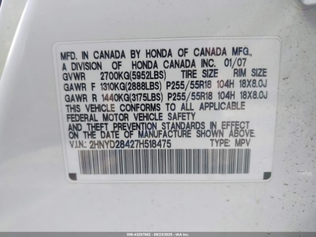 2007 ACURA MDX 2HNYD28427H518475 Photo 8
