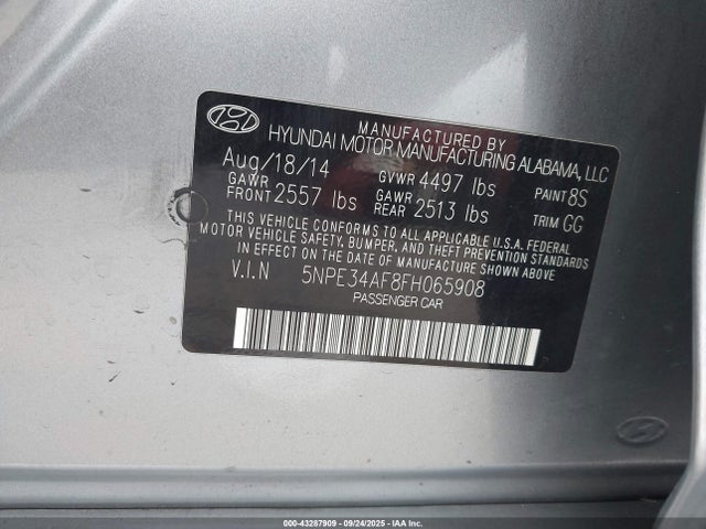 5NPE34AF8FH065908 Hyundai Sonata