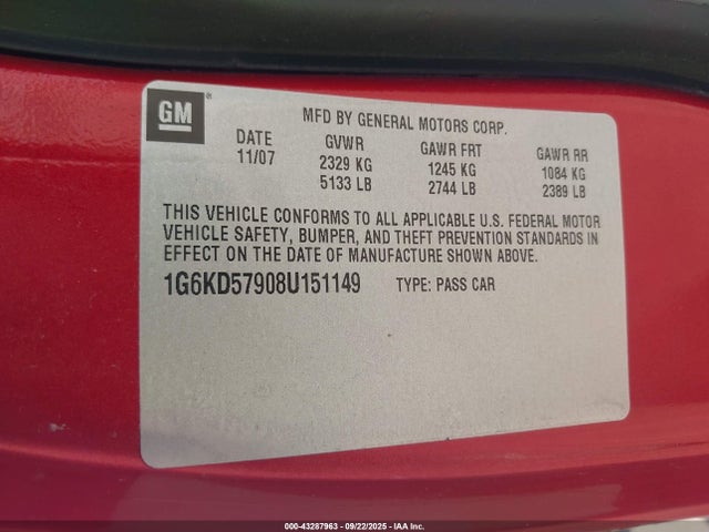 2008 CADILLAC DTS 1G6KD57908U151149 Photo 8