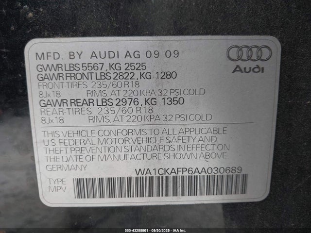 2010 AUDI Q5 WA1CKAFP6AA030689 Photo 8