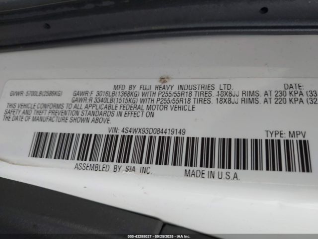 2008 SUBARU TRIBECA 4S4WX93D084419149 Photo 8