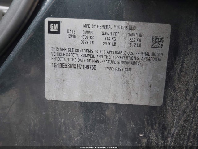 1G1BE5SMXH7199755 Chevrolet le2 -di: direct injection, vvt: variable valve timing, gen, alum