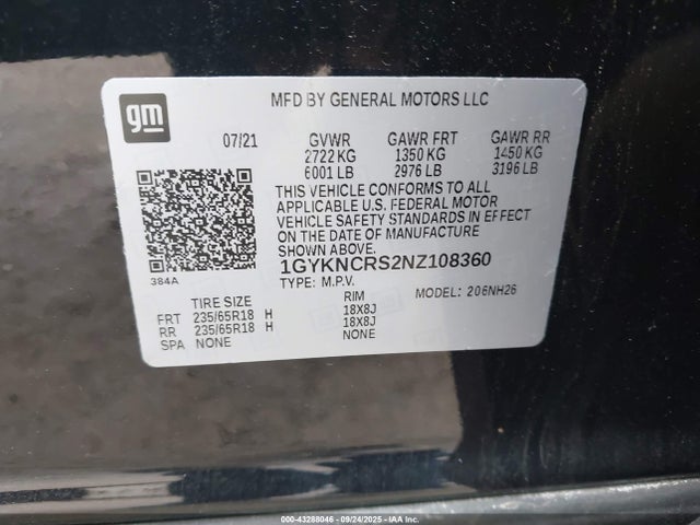 Auction sale of the 2022 Cadillac Xt5 Fwd Premium Luxury, vin: 1GYKNCRS2NZ108360, lot number: 43288046