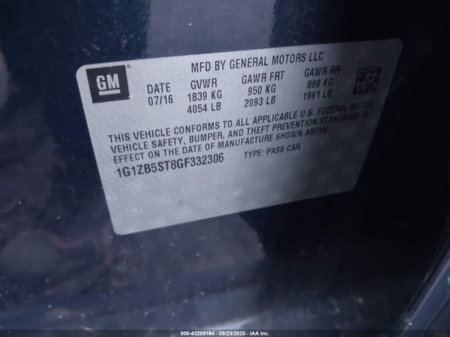 1G1ZB5ST8GF332306 Chevrolet lfv - di: direct injection, vvt, gen1 gmna