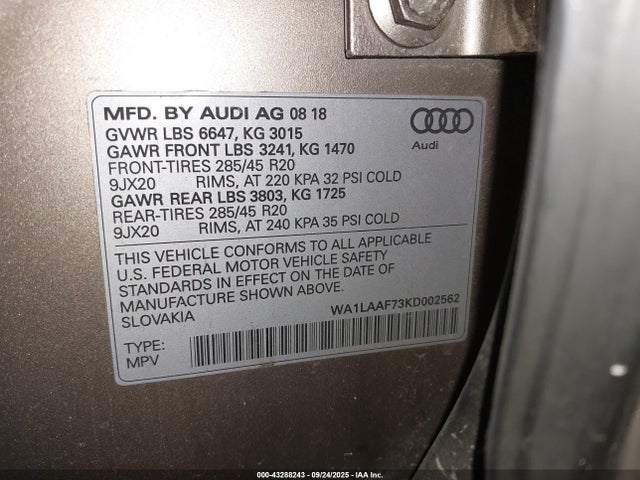 2019 AUDI Q7 WA1LAAF73KD002562 Photo 8