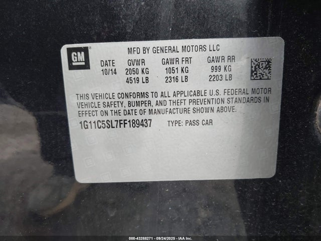 Chevrolet lkw 2015 1G11C5SL7FF189437 Image 9