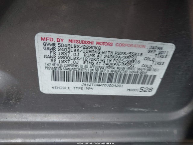 2012 MITSUBISHI OUTLANDER JA4JT3AW7CU004201 Photo 8