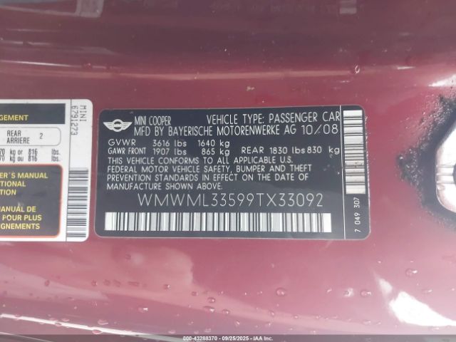 2009 MINI COOPER CLUBMAN WMWML33599TX33092 Photo 8