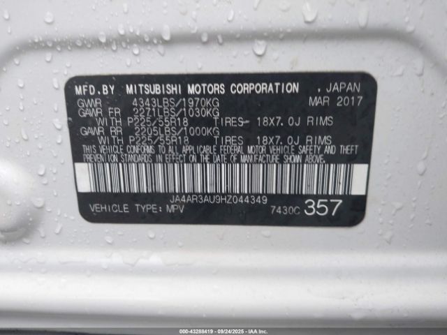 2017 MITSUBISHI OUTLANDER SPORT JA4AR3AU9HZ044349 Photo 8