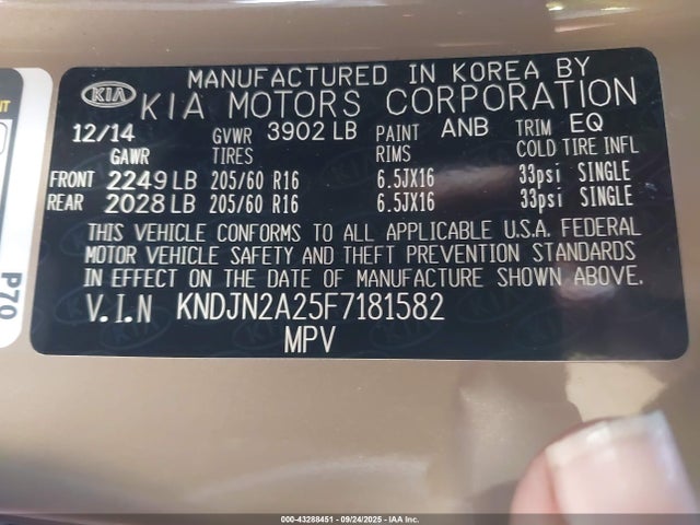KIA dohc gdi gamma 2015 KNDJN2A25F7181582 Image 9