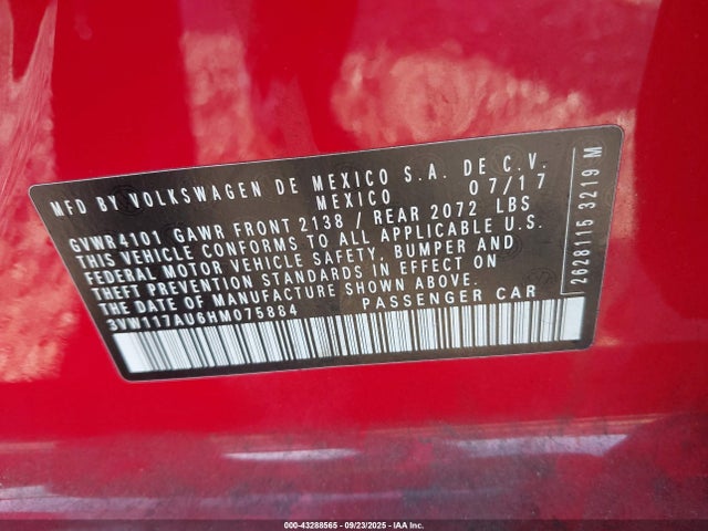 3VW117AU6HM075884 Volkswagen 1.8 tsi