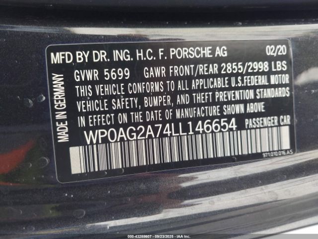 2020 PORSCHE PANAMERA WP0AG2A74LL146654 Photo 8