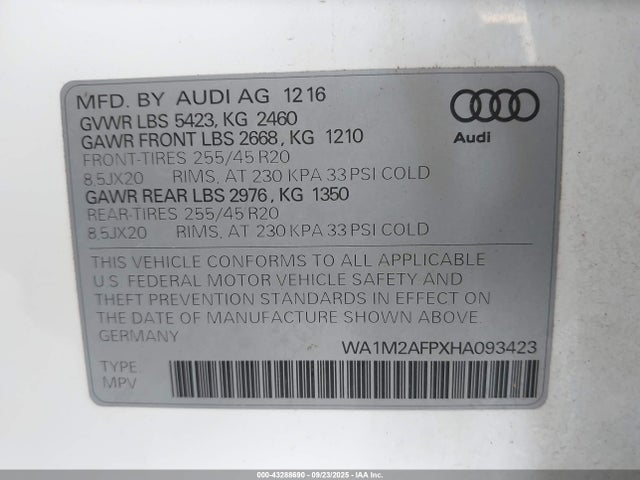 2017 AUDI Q5 WA1M2AFPXHA093423 Photo 8
