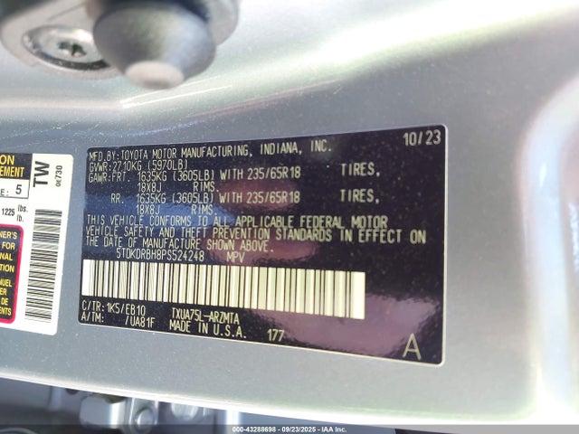 Toyota t24a-fts 2023 5TDKDRBH8PS524248 Image 9