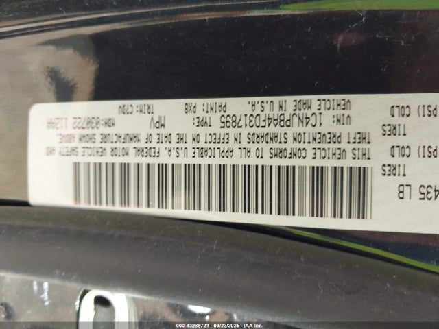 2015 Jeep Patriot Sport მანქანა იყიდება აუქციონზე, vin: 1C4NJPBA4FD317895, აუქციონის ნომერი: 43288721