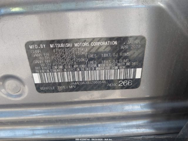 2018 MITSUBISHI OUTLANDER JA4AD3A39JZ060546 Photo 8