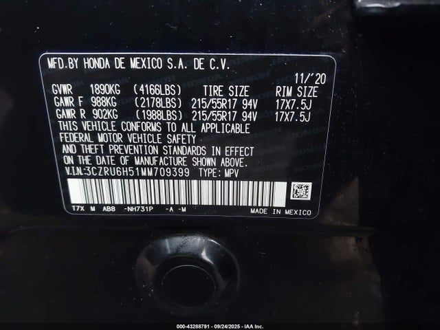 2021 HONDA HR-V 3CZRU6H51MM709399 Photo 8