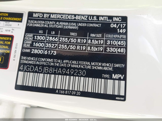 4JGDA5JB8HA949230 Mercedes-Benz m276