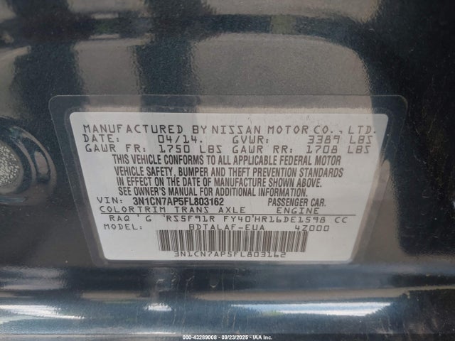 3N1CN7AP5FL803162 Nissan 2015