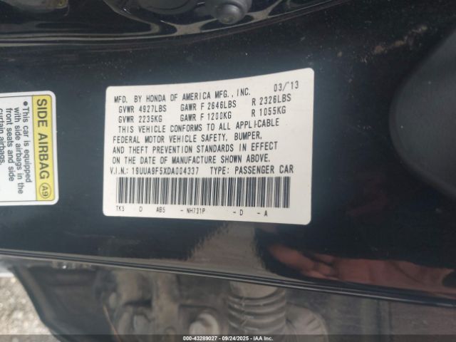 2013 ACURA TL 19UUA9F5XDA004337 Photo 8