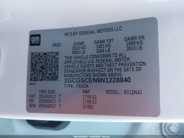 1GCGSCEN9N1228840 Chevrolet lgz