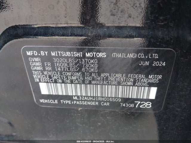 Mitsubishi mivec 2024 ML32AUHJ1RH016509 Image 9