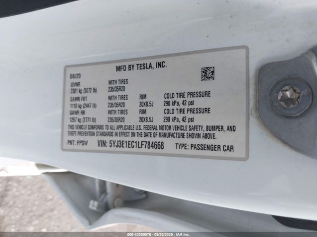 2020 TESLA MODEL 3 5YJ3E1EC1LF784668 Photo 8