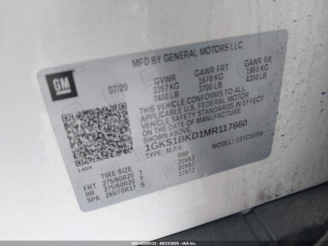 2021 GMC YUKON 1GKS1BKD1MR117660 Photo 8