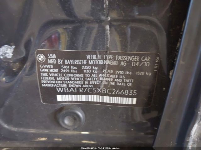 2011 BMW 535I WBAFR7C5XBC266835 Photo 8
