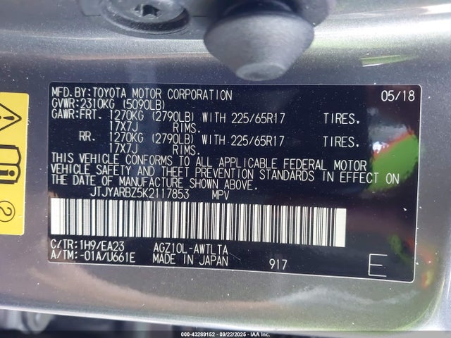JTJYARBZ5K2117853 Lexus 8ar-fts