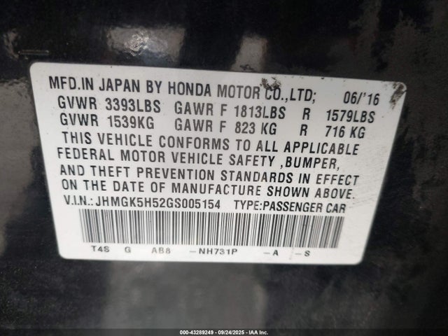 JHMGK5H52GS005154 Honda l15b1