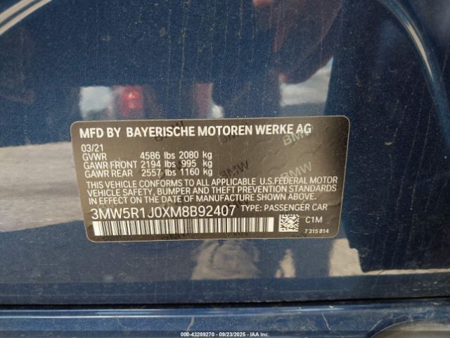 2021 BMW 330I 3MW5R1J0XM8B92407 Photo 8