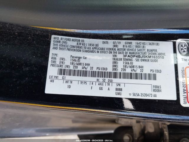 2019 FORD FIESTA 3FADP4BJ5KM163310 Photo 8