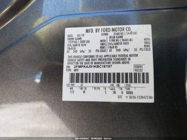 2019 FORD EDGE 2FMPK4J91KBC18197 Photo 8