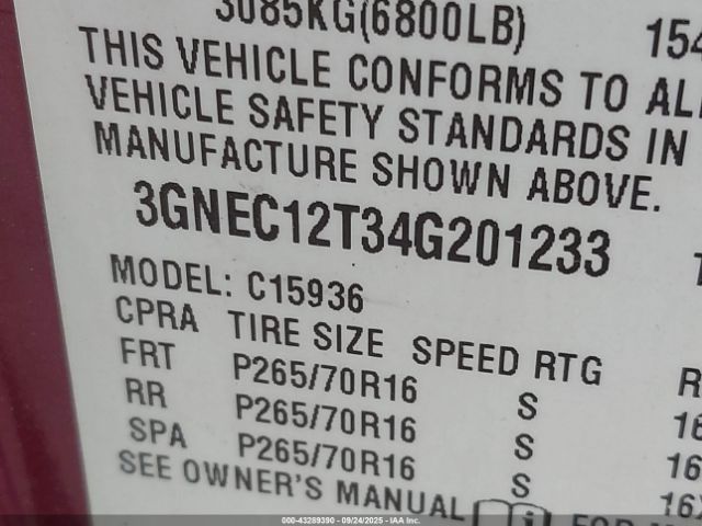 2004 CHEVROLET AVALANCHE 1500 3GNEC12T34G201233 Photo 8