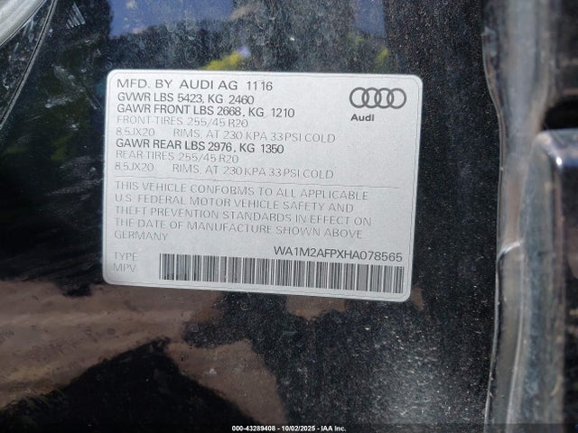 2017 AUDI Q5 WA1M2AFPXHA078565 Photo 8