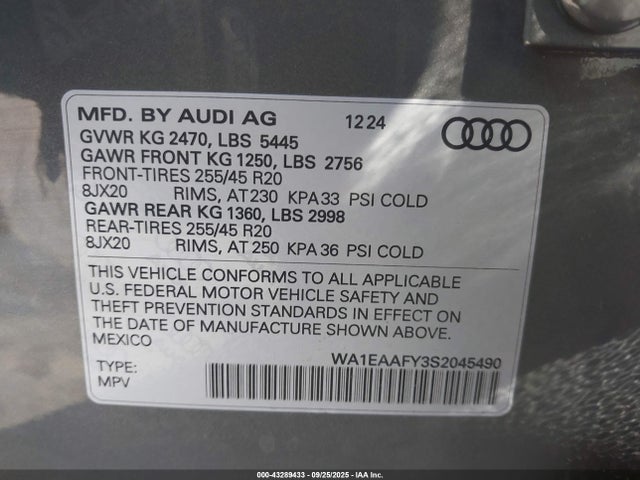 2025 AUDI Q5 WA1EAAFY3S2045490 Photo 8