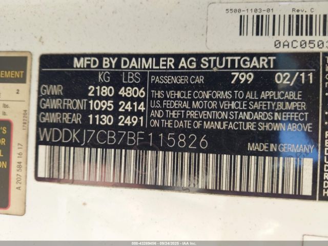 2011 MERCEDES-BENZ E 550 WDDKJ7CB7BF115826 Photo 8