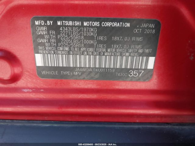 2019 MITSUBISHI OUTLANDER SPORT JA4AP3AU1KU011159 Photo 8