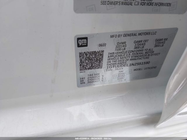 2022 GMC SIERRA 1500 1GTUUDEL1NZ551590 Photo 8